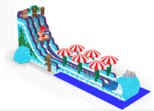 27FT Tiki Tovi Dual Lane Slide w/Slip n Slide