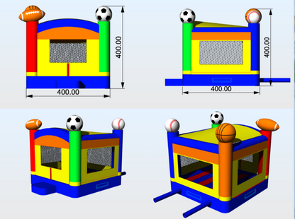 Sports Bouncer SportsBouncer-Dimensions - Big and Bright Inflatables