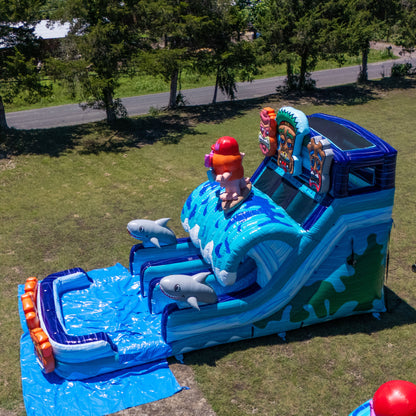 16’ Tiki Tovi’s Dual Lane Slide (Splash Pad) (Pa Nj Certified)