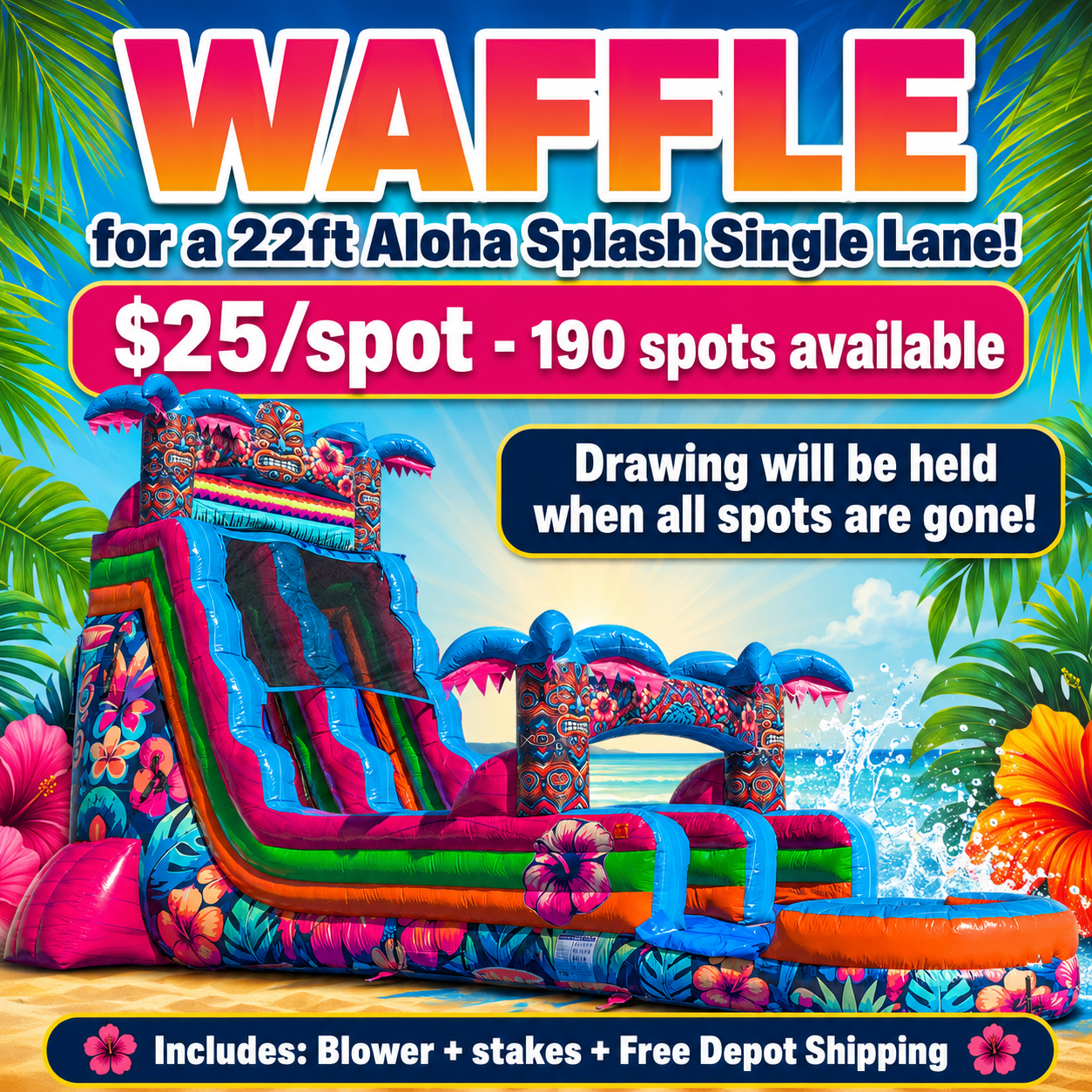 Waffle Spot for a 22FT Aloha Splash (Hawaiian Hibiscus) Single Lane Slide