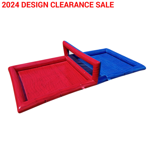 Red and Blue Inflatable volleyball court side view 1