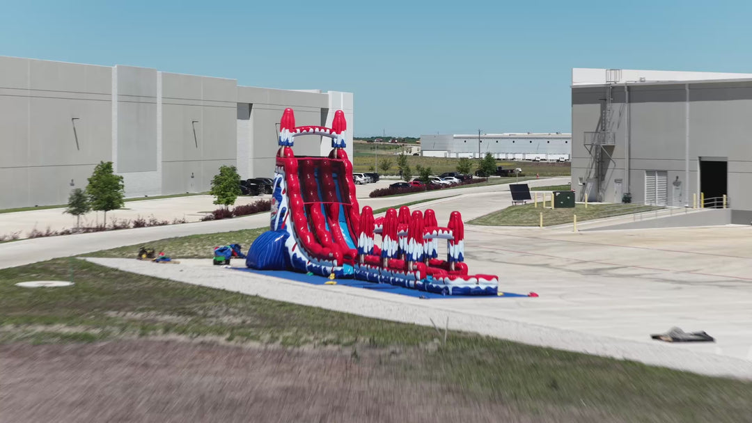 27ft Red, White and Cool Dual Slide with Slip N&