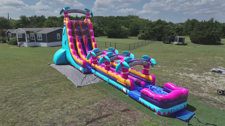 27ft Teal Rippling Rush Dual Lane Slip N Slide