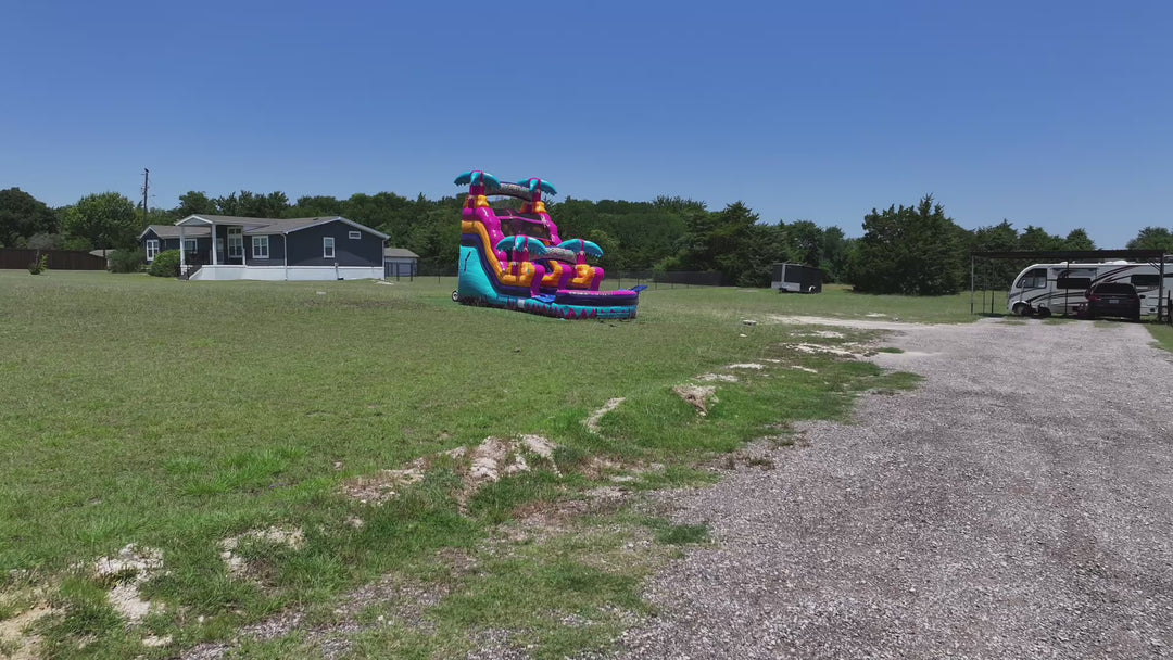 14FT Teal Rippling Rush Single Lane Slide