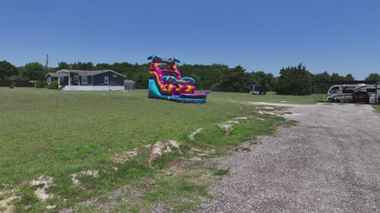 14FT Teal Rippling Rush Single Lane Slide