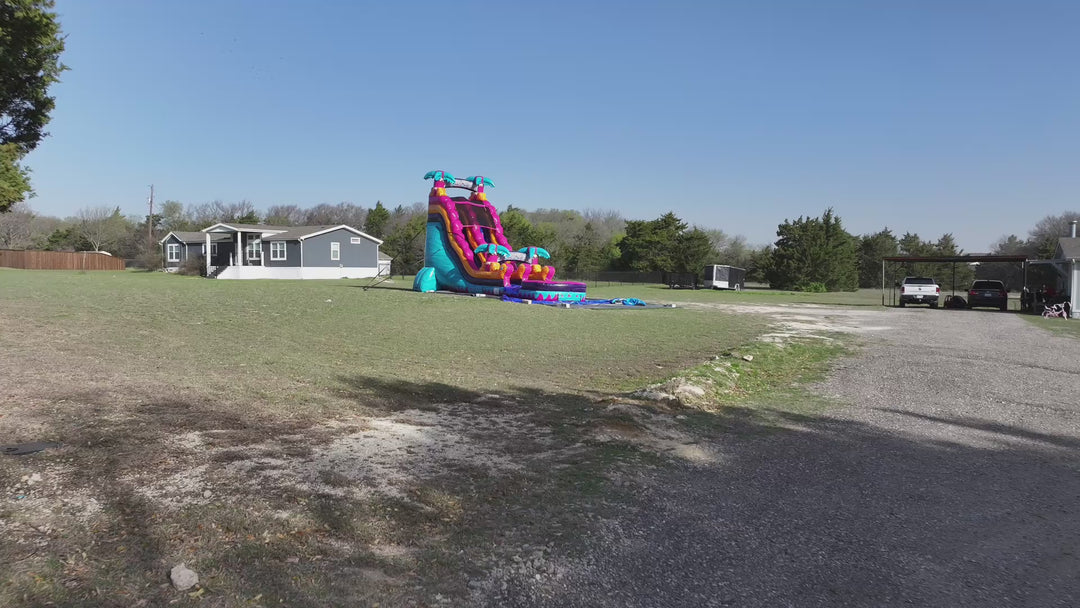 20FT Teal Rippling Rush Single Lane Slide