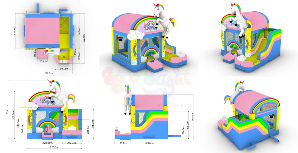 Unicorn in the Clouds Combo R5-11UnicornCombo3D1-24_1 - Big and Bright Inflatables